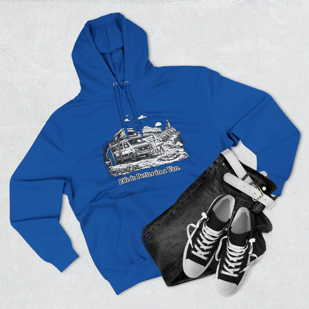 14428637865022633971_2048.jpeg Three-Panel Fleece Hoodie - "Life Is Better In A Van" Design Minimal-Line