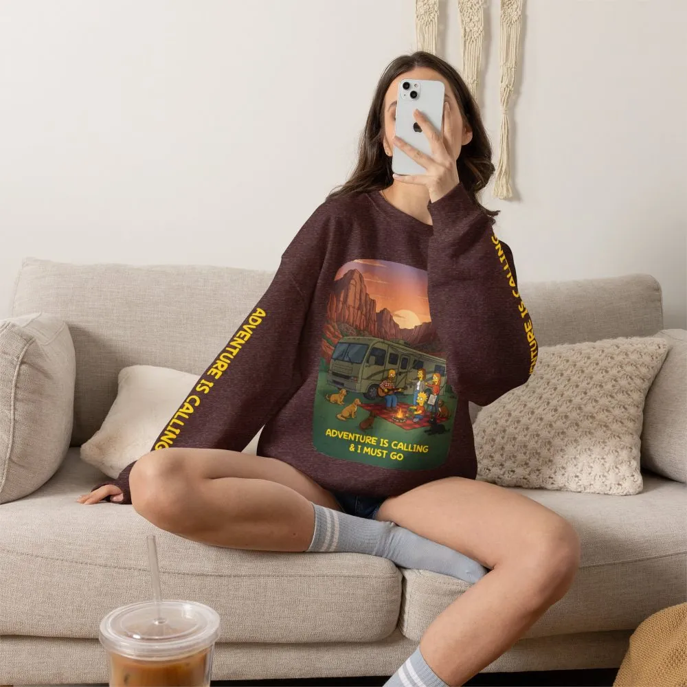 14436350114832748660_2048.jpeg Unisex Heavy Blend™ Crewneck Sweatshirt — "Adventure Is Calling-I Must Go" Design Sitcom-Line