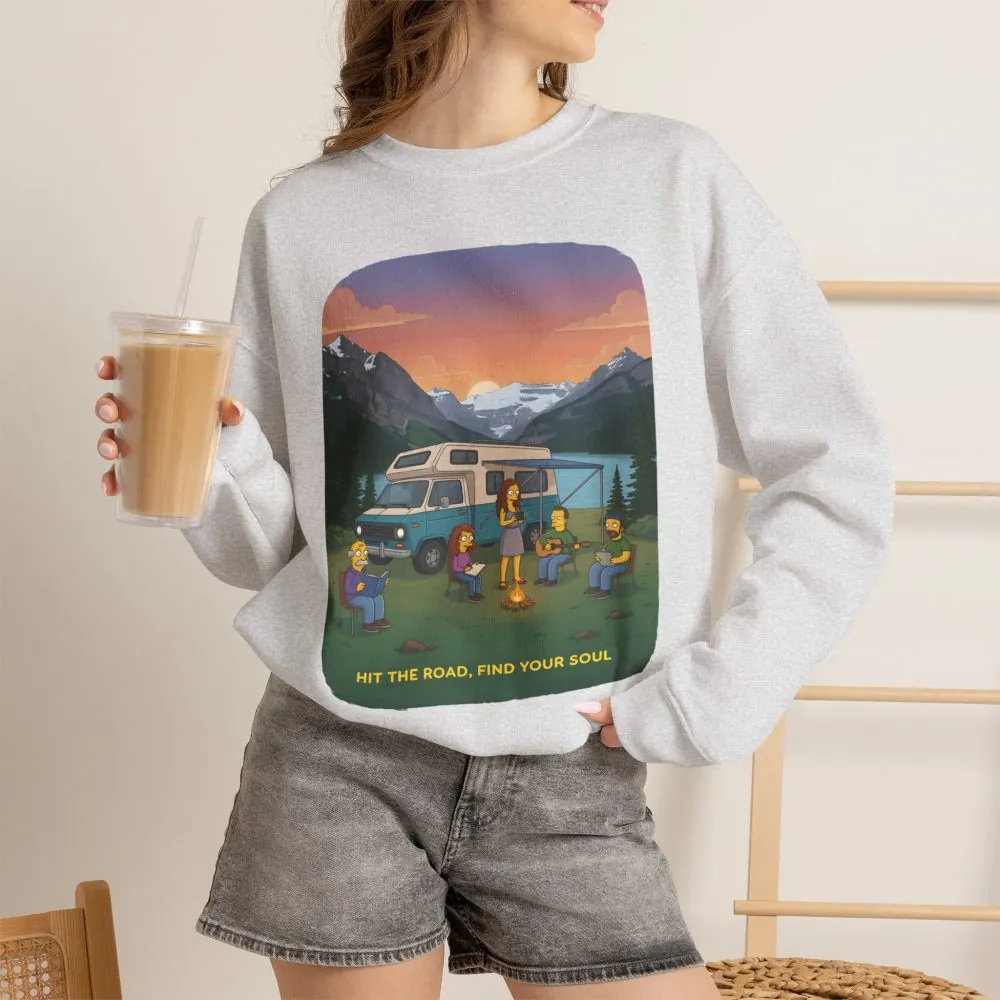 Unisex Heavy Blend™ Crewneck Sweatshirt — "Hit The Road-Find Your Soul" Design Sitcom-Line