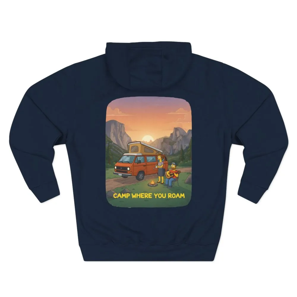 Three-Panel Fleece Hoodie - "Camp Where You Roam" Design Sitcom-Line