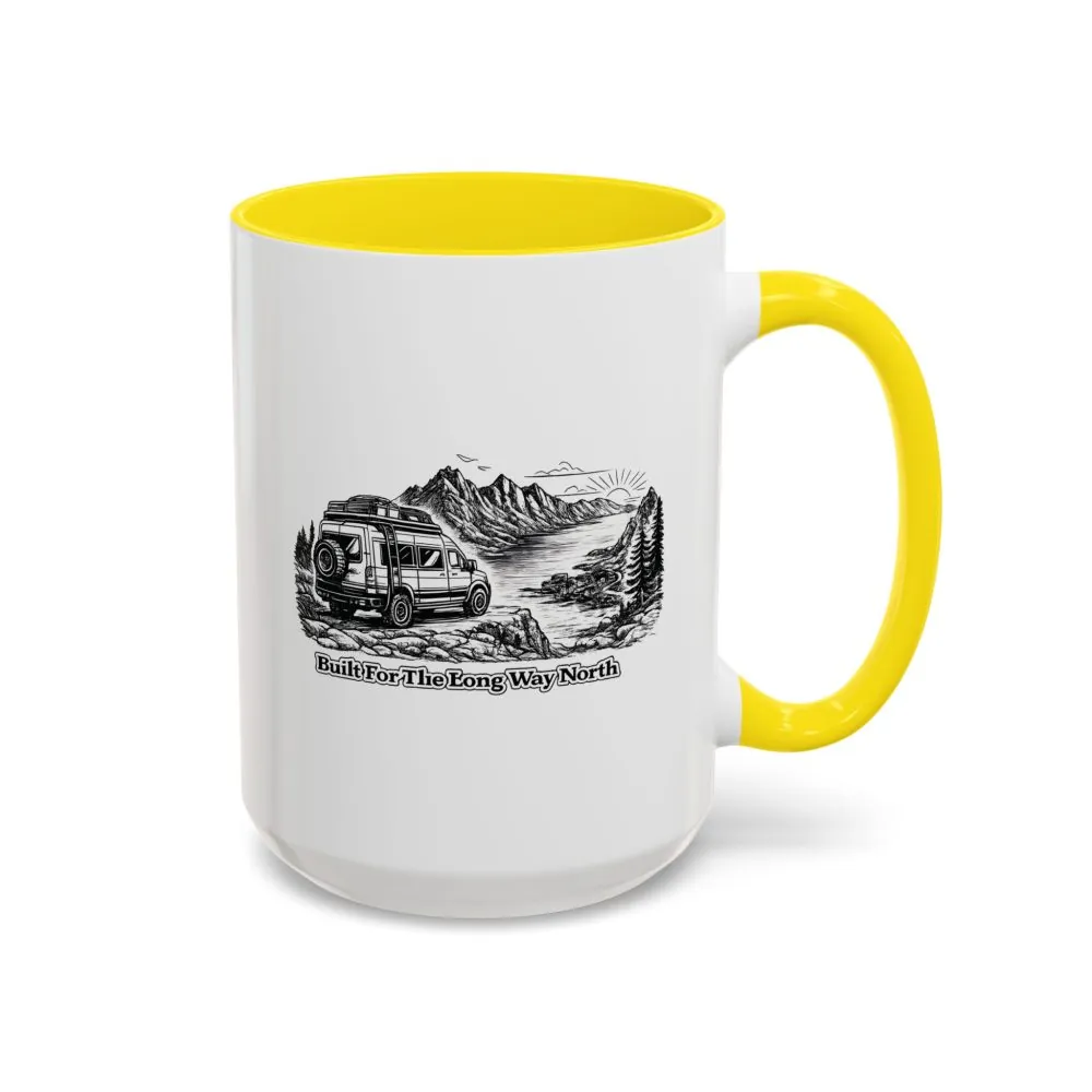 Accent Coffee Mug (11, 15oz) — "Built For The Long Way North" Design Minimal-Line