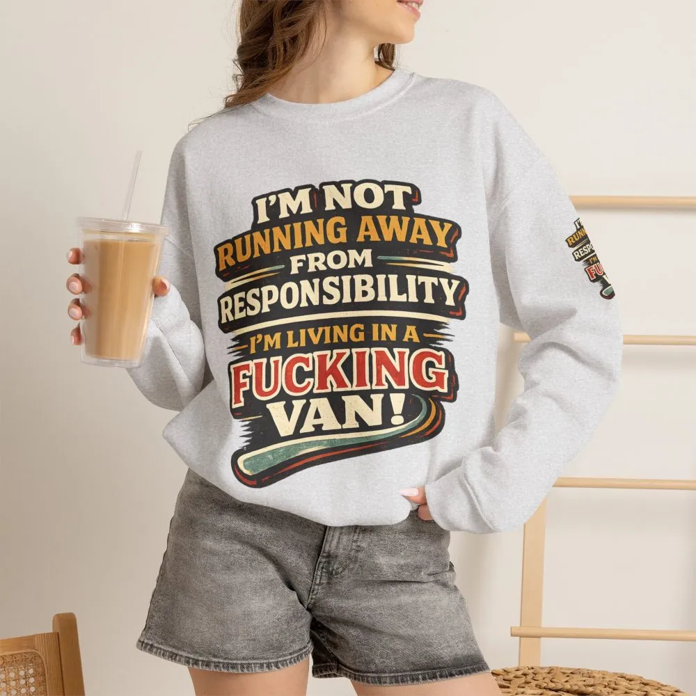 Unisex Heavy Blend™ Crewneck Sweatshirt — "I`m Not running Away" Design F**K-Line