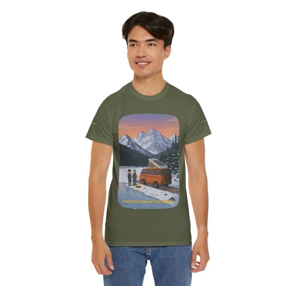 Unisex Heavy Cotton Tee — "Chase The Views-Not The Crowds" Design Sitcom-Line