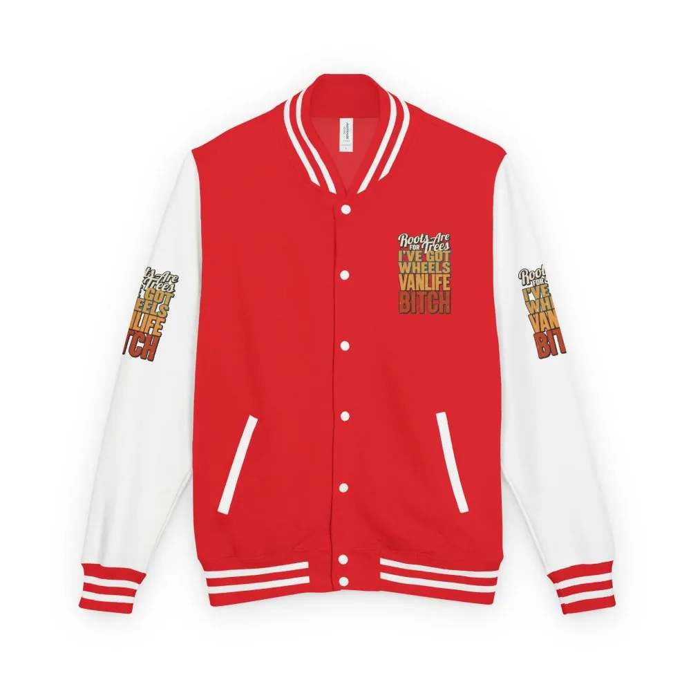 Unisex Heavyweight Letterman Jacket — "Roots Are For Trees" Design F**K-Line