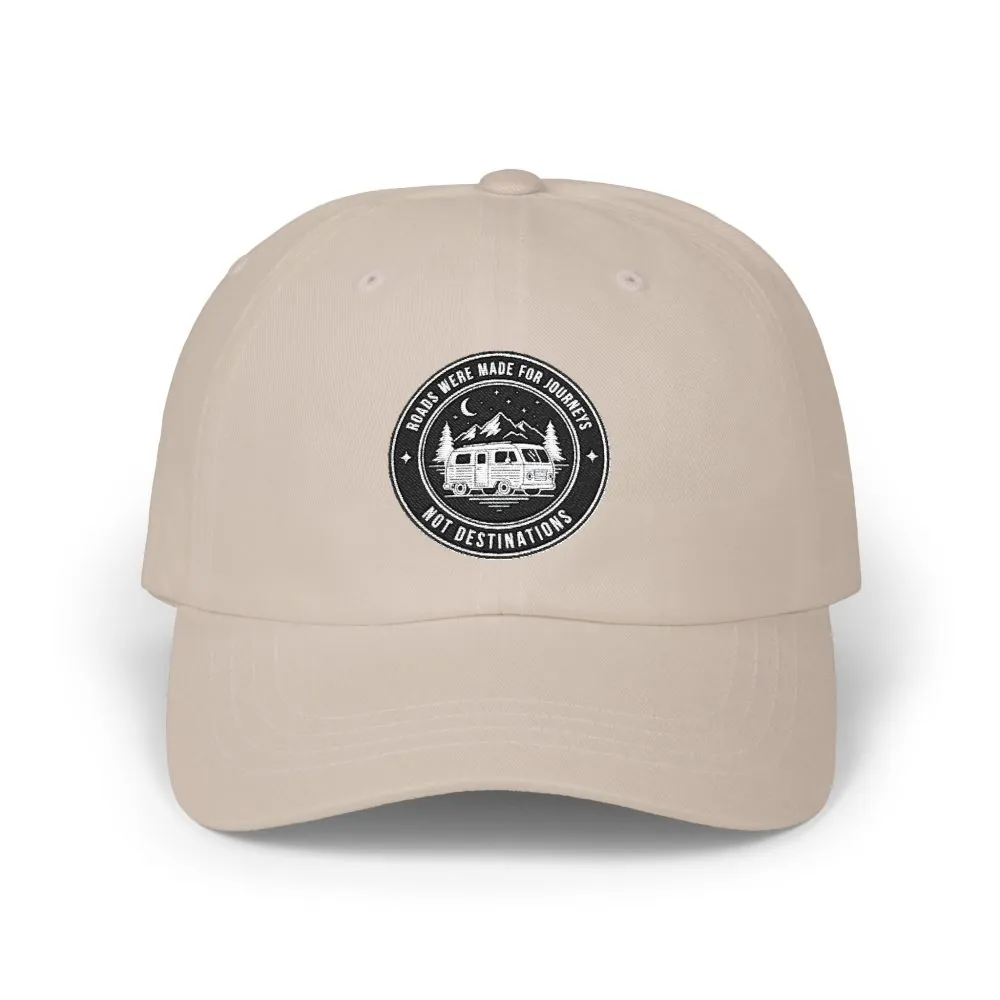 Dad Cap - "ROAD WHERE MADE FOR JOURNEYS-NOT DESTINATIONS" Vintage National Park Stamp Hat