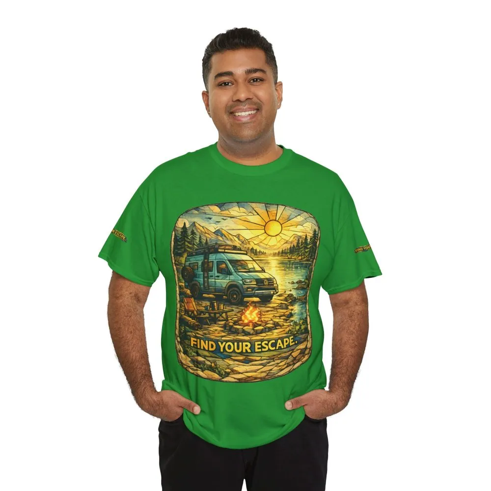 Unisex Heavy Cotton Tee — "Find Your Escape" Design Cubic-Line