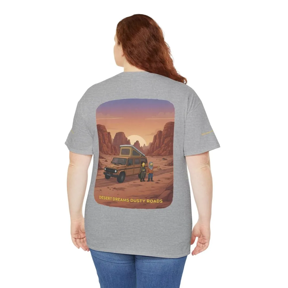 Unisex Heavy Cotton Tee — "Desert Dreams Dusty Roads" Design Sitcom-Line