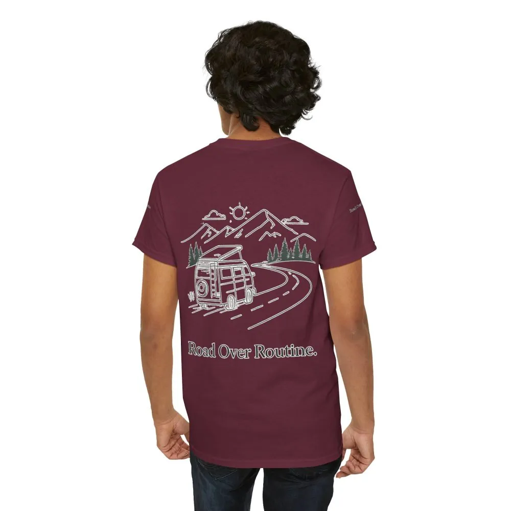 14490836500590832261_2048.jpeg Unisex Heavy Cotton Tee — "Road Over Routine" Design Minimal-Line