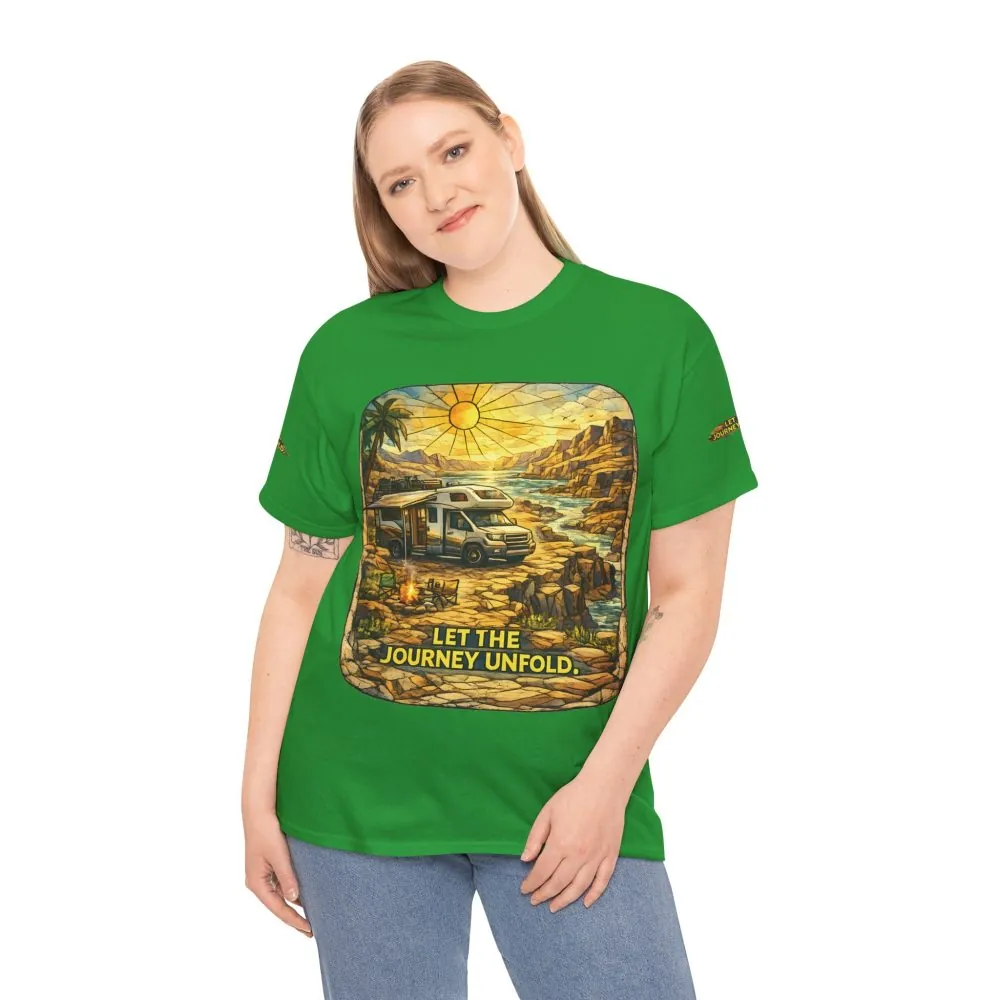 Unisex Heavy Cotton Tee — "Let The Journey Unfold" Design Cubic-Line