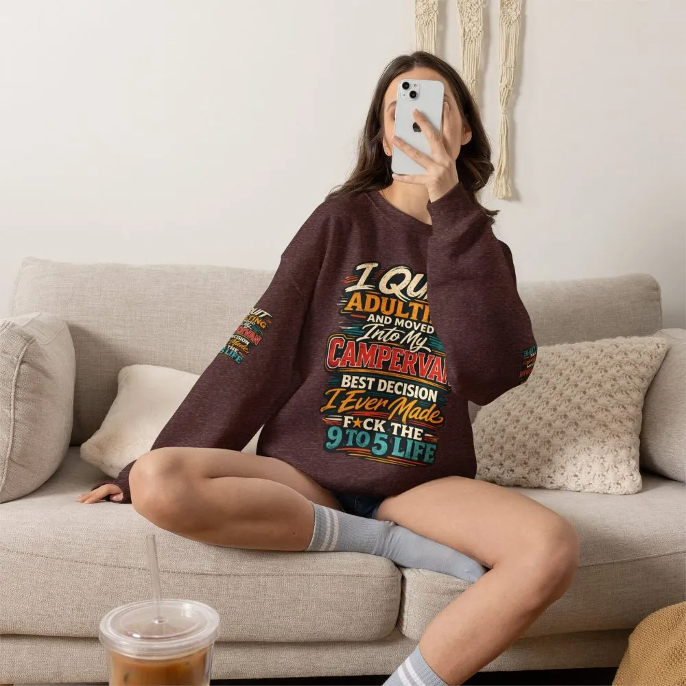 Unisex Heavy Blend™ Crewneck Sweatshirt — "I Quit Adulting" Design F**K-Line
