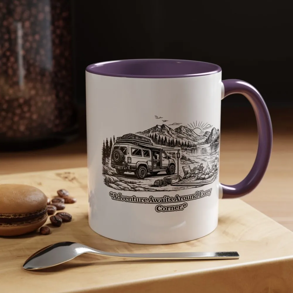 14503362912743595418_2048.jpeg Accent Coffee Mug (11, 15oz) — "Adventure Awaits Around Every Corner" Design Minimal-Line