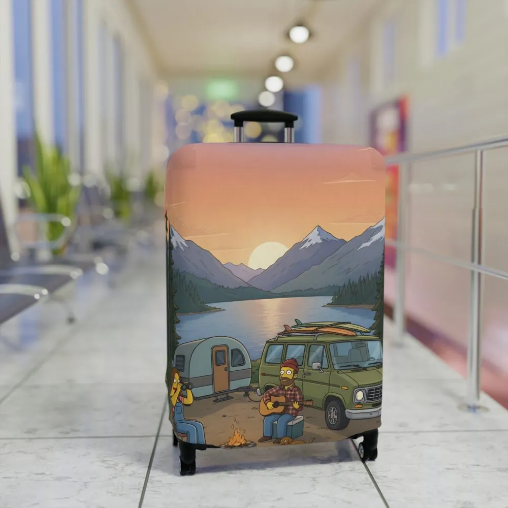 Luggage Cover — Adventure Camper Sketch Travel Suitcase(Design Sitcom-Line)