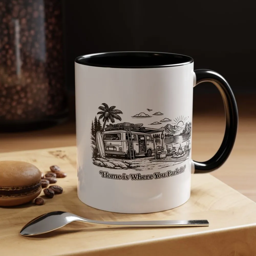 14526299098579654331_2048.jpeg Accent Coffee Mug (11, 15oz) — "Home Is Where You Park It" Design Minimal-Line
