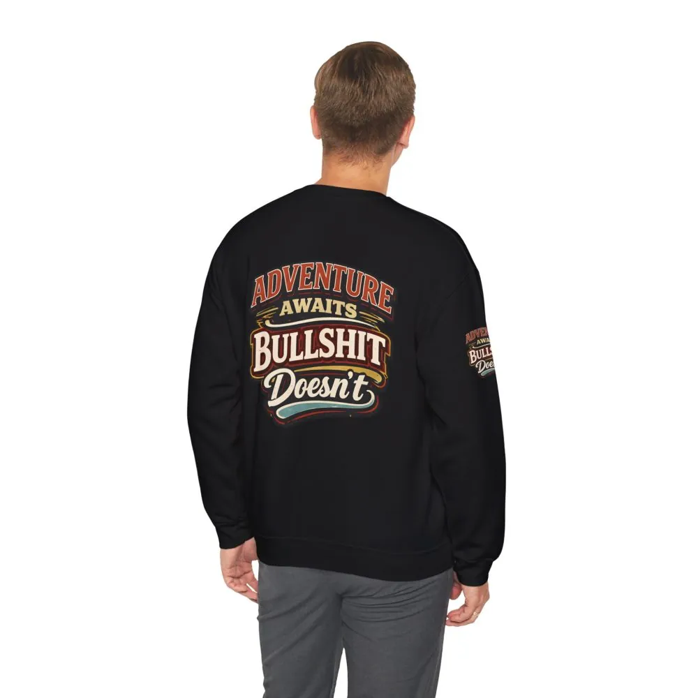 Unisex Heavy Blend™ Crewneck Sweatshirt — "Adventure Awaits" Design F**K-Line