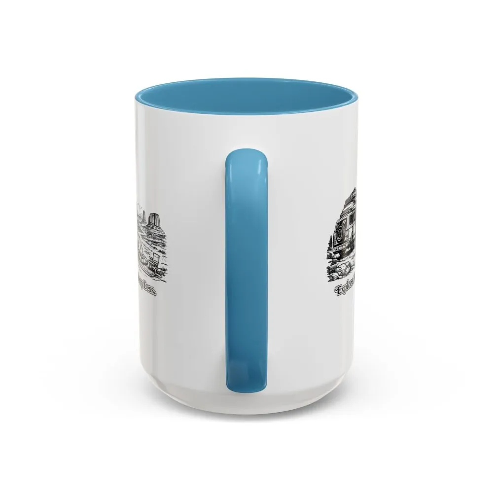 Accent Coffee Mug (11, 15oz) — "Explore More Worry Less" Design Minimal-Line