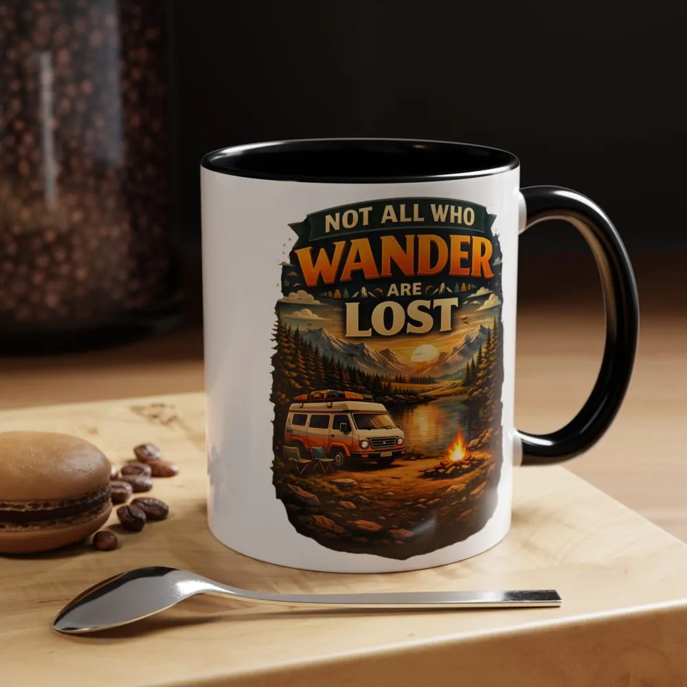 Accent Coffee Mug (11, 15oz) — "Not All Who Wander Are Lost" Design Scenic-Line