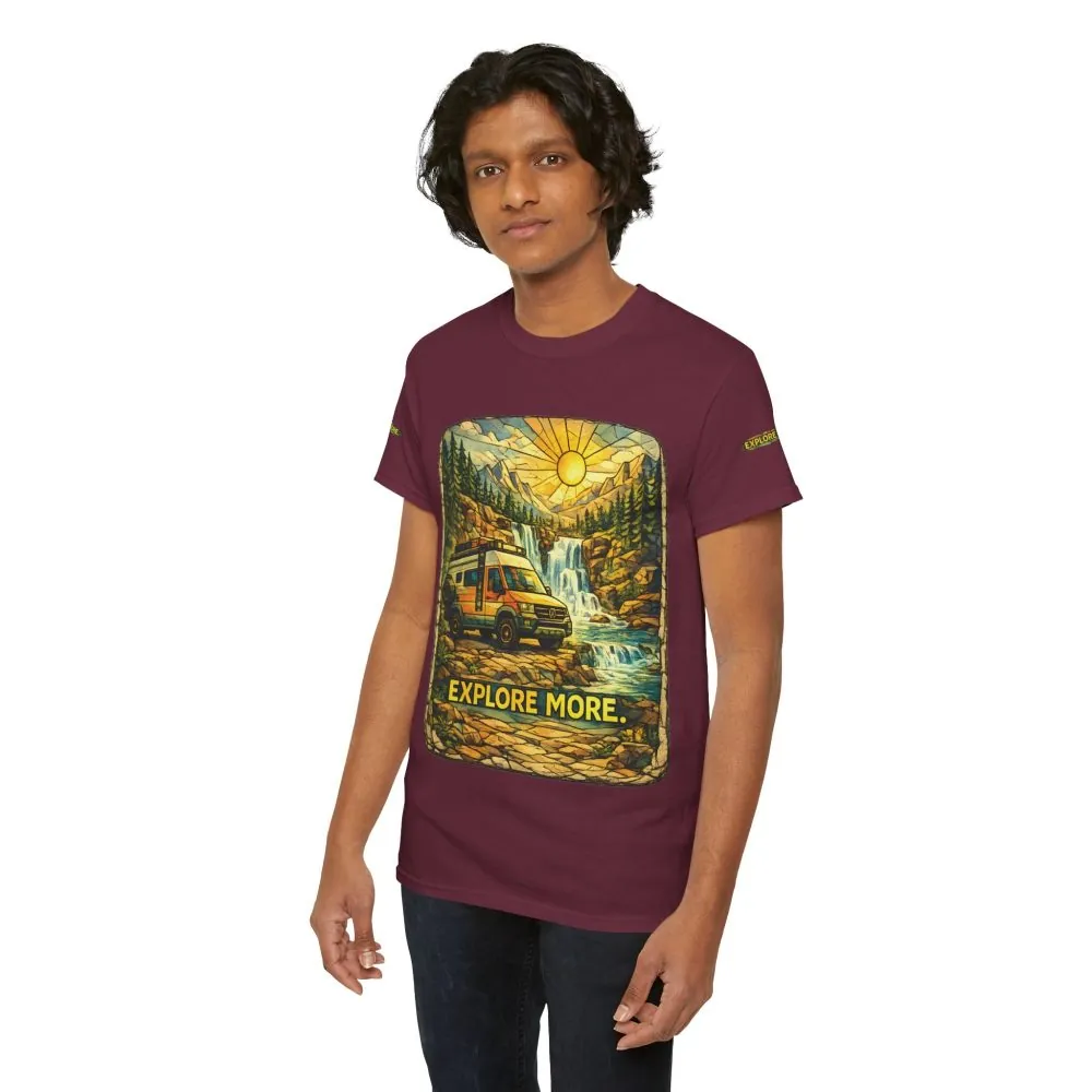 Unisex Heavy Cotton Tee — "Explore More" Design Cubic-Line