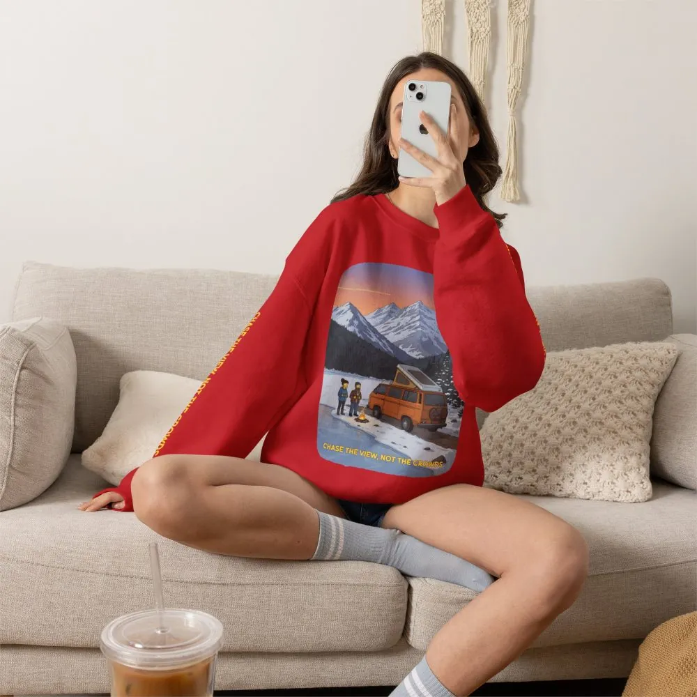 Unisex Heavy Blend™ Crewneck Sweatshirt — "Chase The Views-Not The Crowds"" Design Sitcom-Line