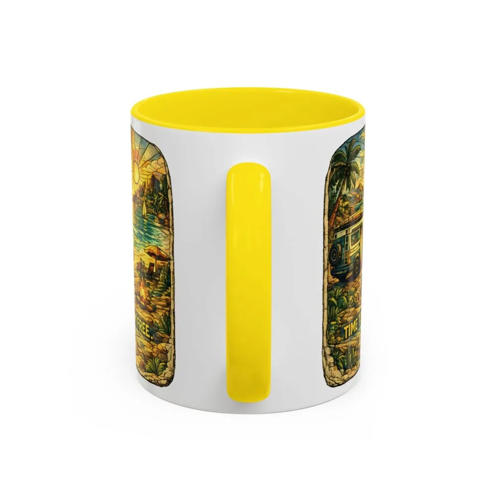 Accent Coffee Mug (11, 15oz) — "Time To Roam Free" Design Cubic-Line