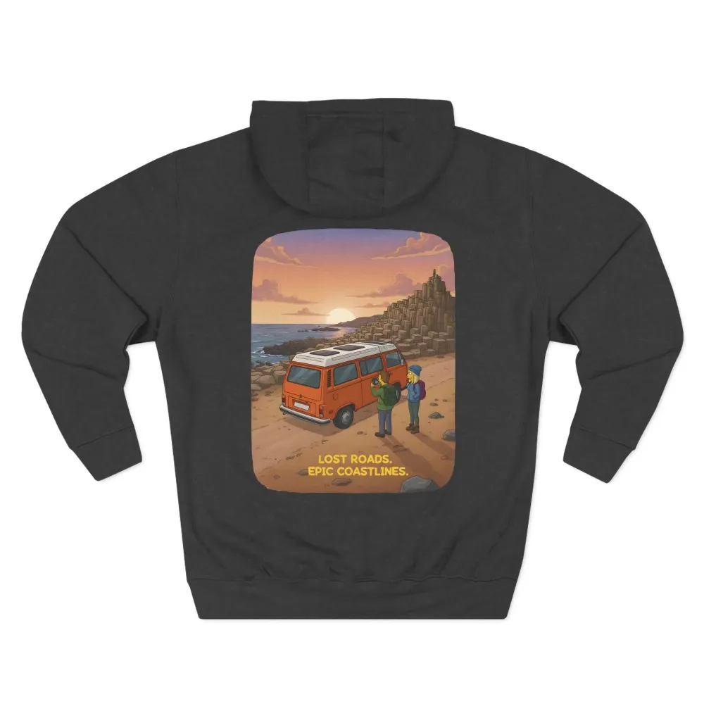 14552678810972758095_2048.jpeg Three-Panel Fleece Hoodie - "Lost Roads Epic Coastlines" Design Sitcom-Line
