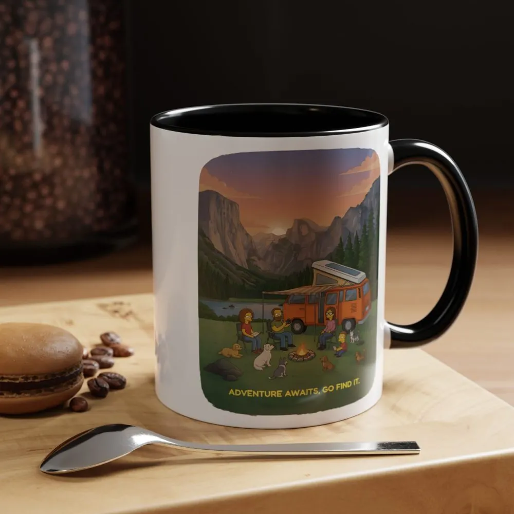 Accent Coffee Mug (11, 15oz) — "Adventure Awaits-Go Find It"" Design Sitcom-Line