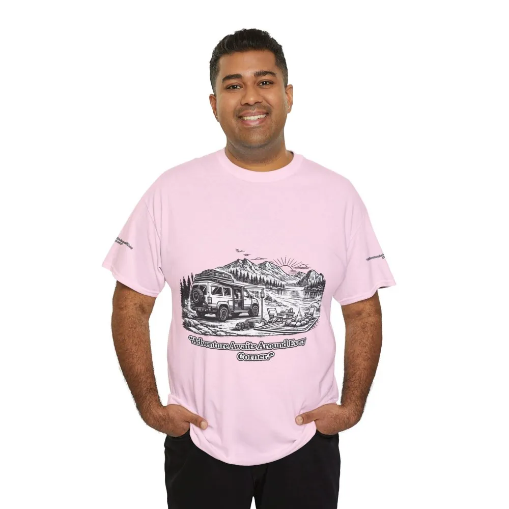 1455522997221710831_2048.jpeg Unisex Heavy Cotton Tee — "Adventure Awaits Around Every Corner" Design Minimal-Line
