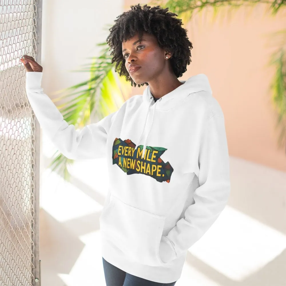 Three-Panel Fleece Hoodie - "Every Mile A New Shape" Design Cubic-Line