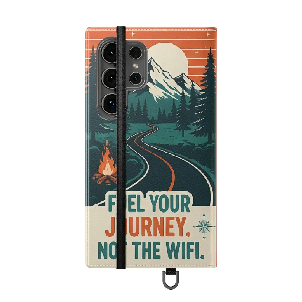 Flip Phone Case — "Adventure Awaits, Fuel Your Journey, Not the WiFi" Wallet Cover