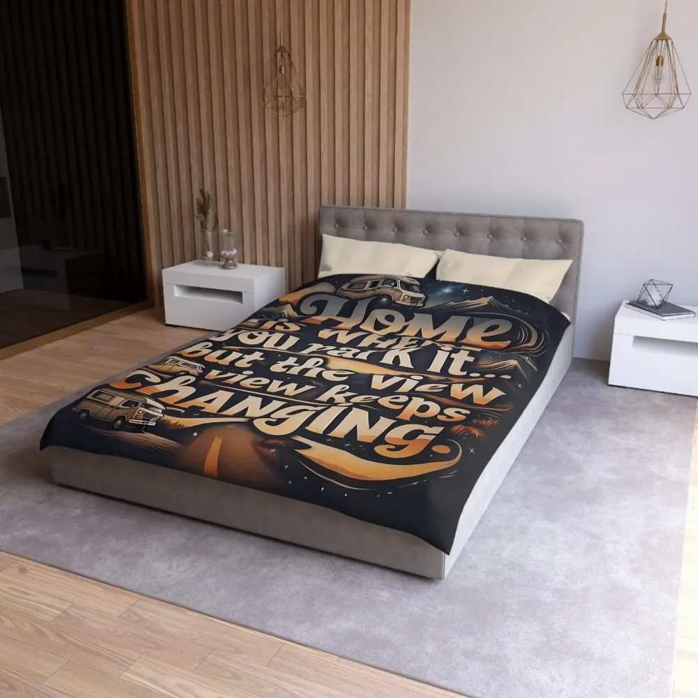 Duvet Cover - “Home Is Where You Park It… But The View Keeps Changing” Camper Van Bedding