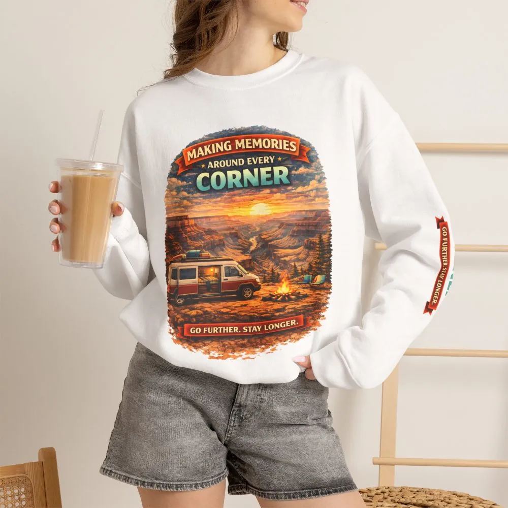 Unisex Heavy Blend™ Crewneck Sweatshirt — "Making Memories Around Every Corner" Design Scenic-Line