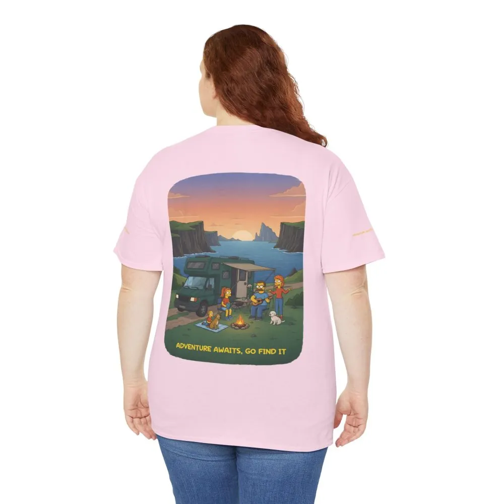 Unisex Heavy Cotton Tee — "Adventure Awaits-Go Find It" Design Sitcom-Line
