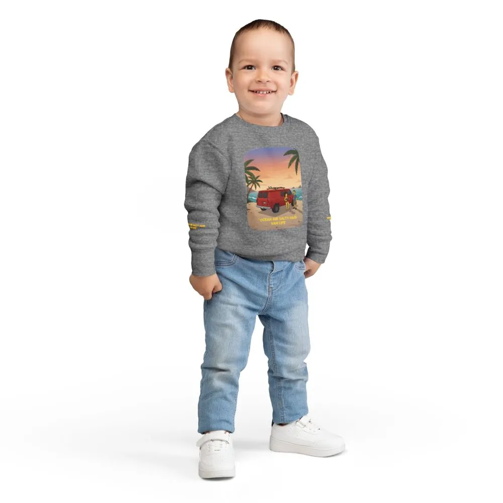 14583830926555396112_2048.jpeg Toddler Sweatshirt - "Ocean Air Salty Hair Van Life" (Design Sitcom-Line)