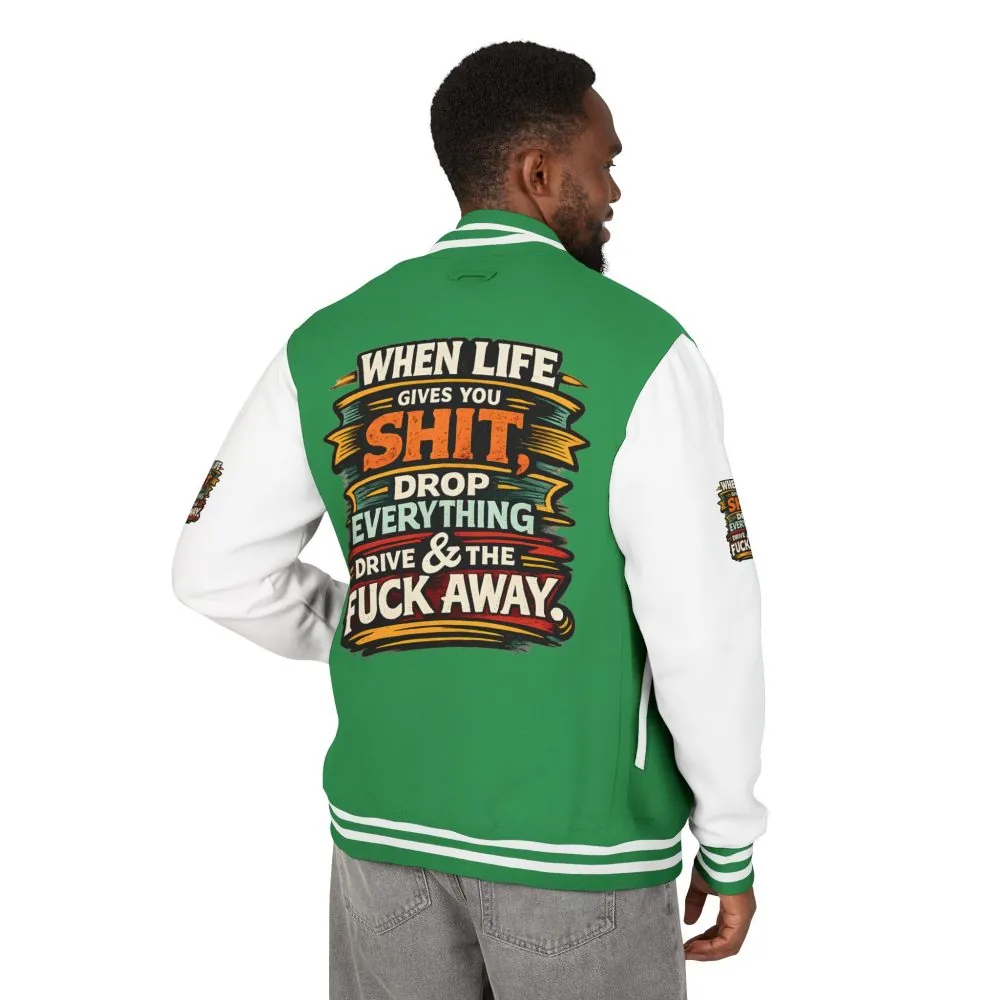 Unisex Heavyweight Letterman Jacket — "When Live Gives You Shit" Design F**K-Line