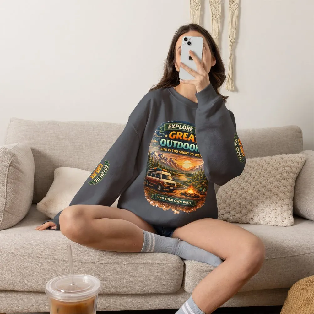 146276743082295598_2048.jpeg Unisex Heavy Blend™ Crewneck Sweatshirt — "Explore The Great Outdoors" Design Scenic-Line