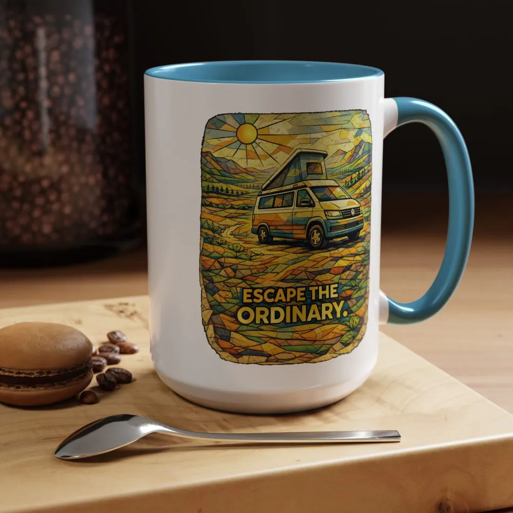 Accent Coffee Mug (11, 15oz) — "Escape The Ordinary" Design Cubic-Line