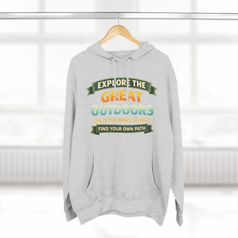 Three-Panel Fleece Hoodie - "Explore The Great Outdoors" Design Scenic-Line