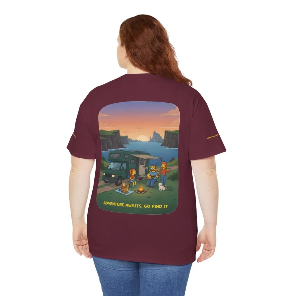 Unisex Heavy Cotton Tee — "Adventure Awaits-Go Find It" Design Sitcom-Line
