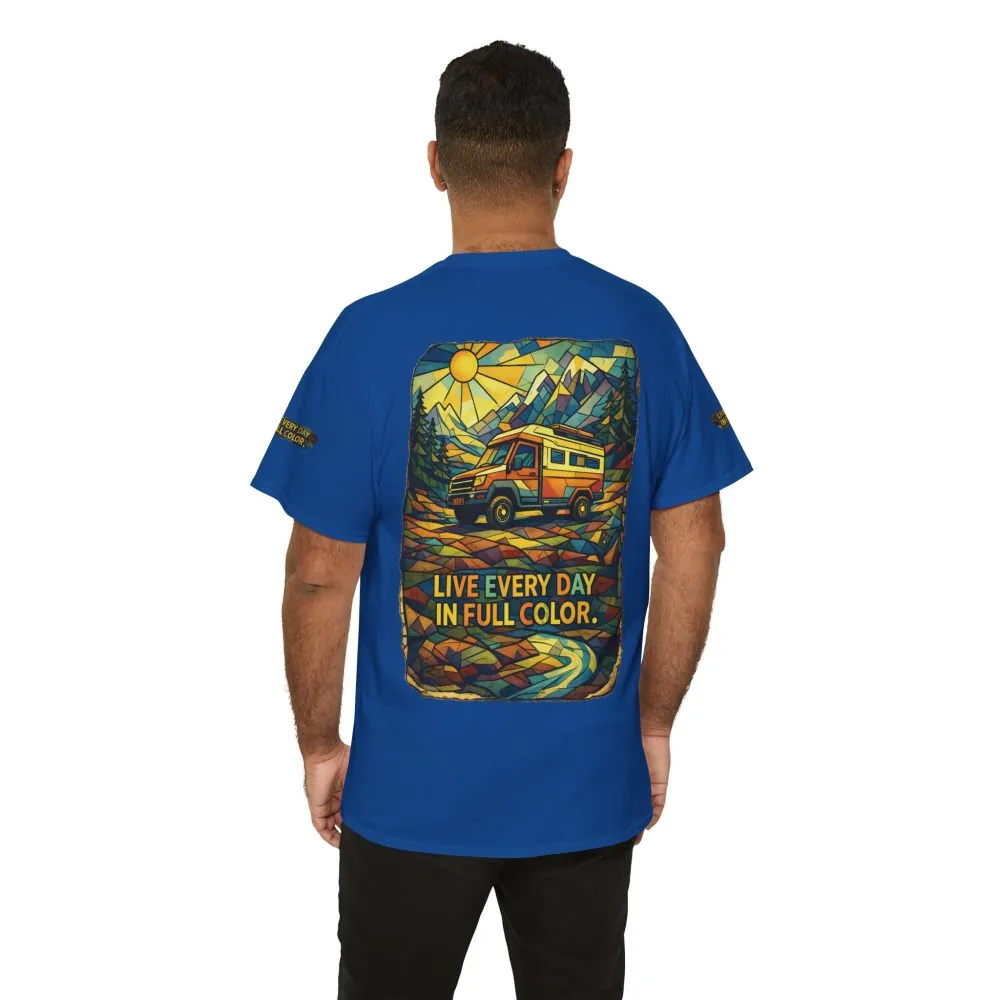 14639280487371798515_2048.jpeg Unisex Heavy Cotton Tee — "Live Life Every Day In Full Color" Design Cubic-Line