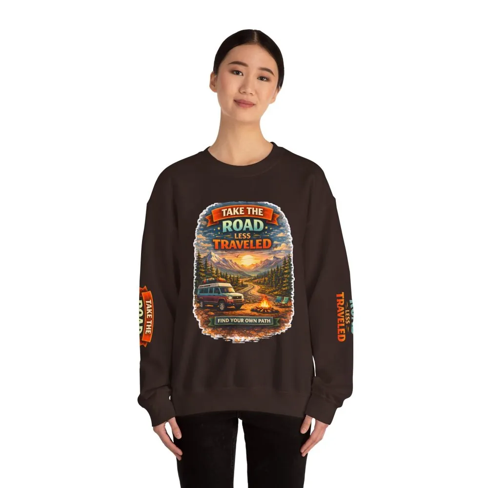 14645734884077397501_2048.jpeg Unisex Heavy Blend™ Crewneck Sweatshirt — "Take The Road Less Traveled" Design Scenic-Line