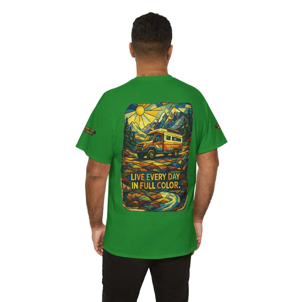 14645820723819157448_2048.jpeg Unisex Heavy Cotton Tee — "Live Life Every Day In Full Color" Design Cubic-Line