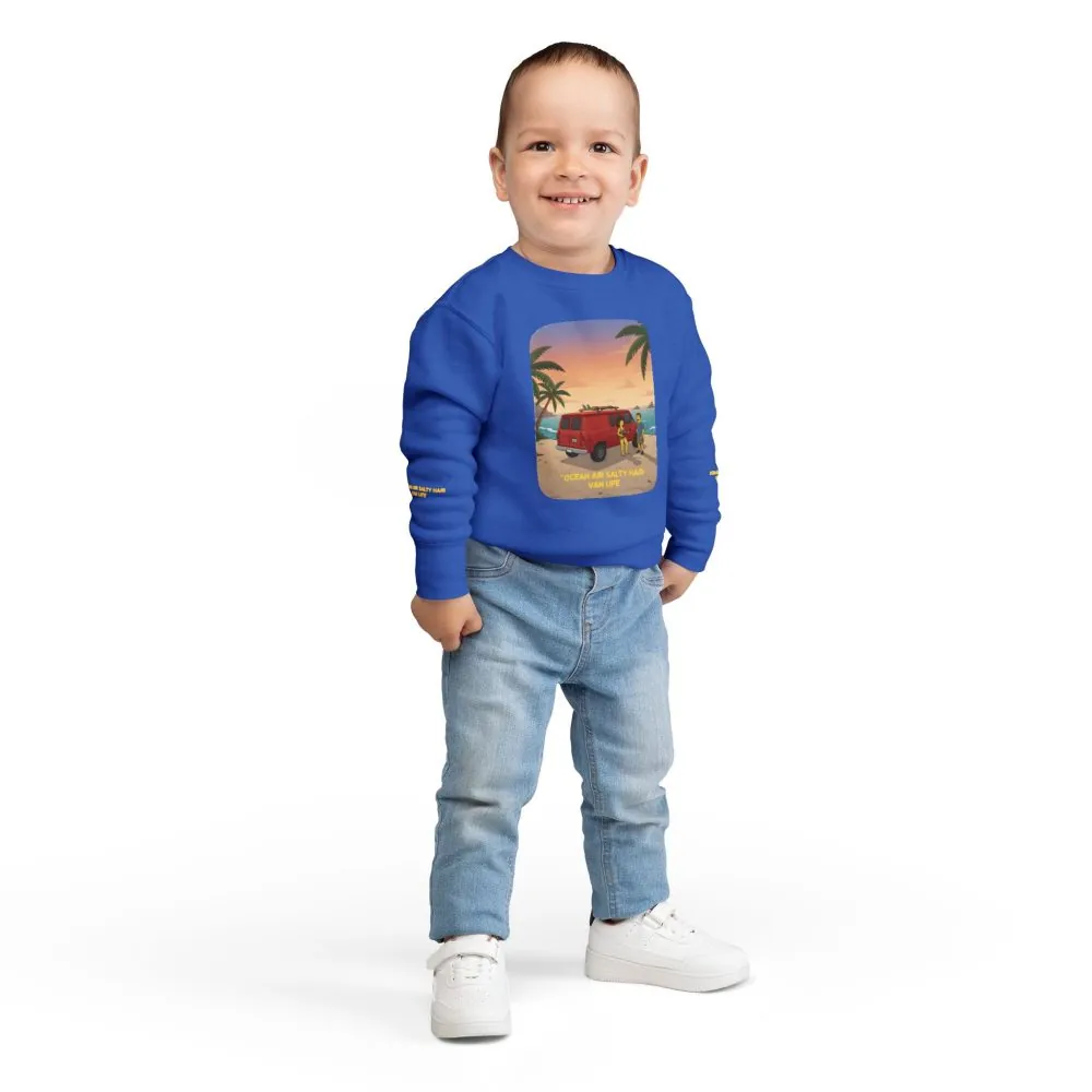 14646078107830299929_2048.jpeg Toddler Sweatshirt - "Ocean Air Salty Hair Van Life" (Design Sitcom-Line)