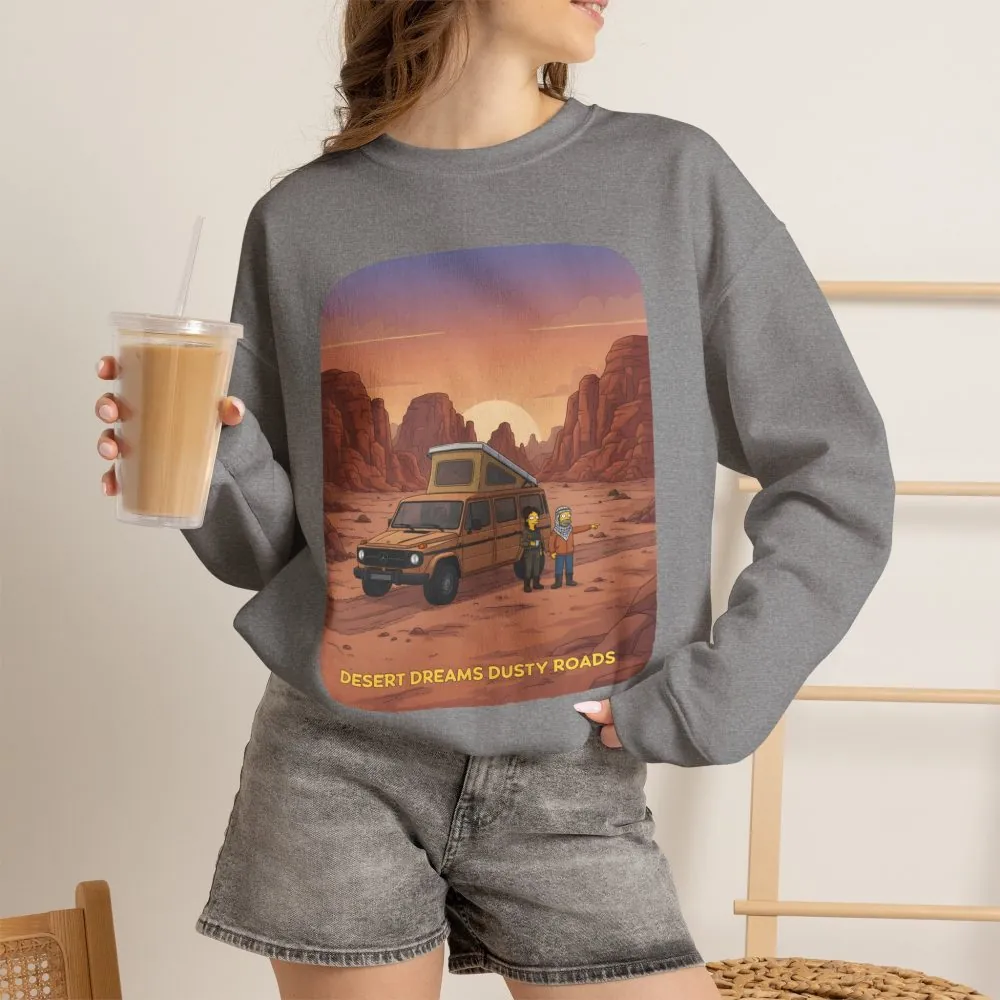 Unisex Heavy Blend™ Crewneck Sweatshirt — "Desert Dreams Dusty Roads" Design Sitcom-Line