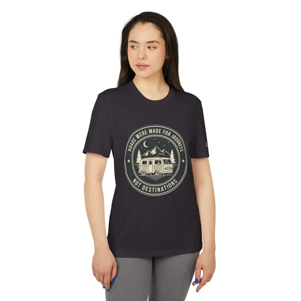 T-Shirt(Adidas) — 'ROAD WHERE MADE FOR JOURNEYS-NOT DESTINATIONS' (font + back printed) Brand Adidas