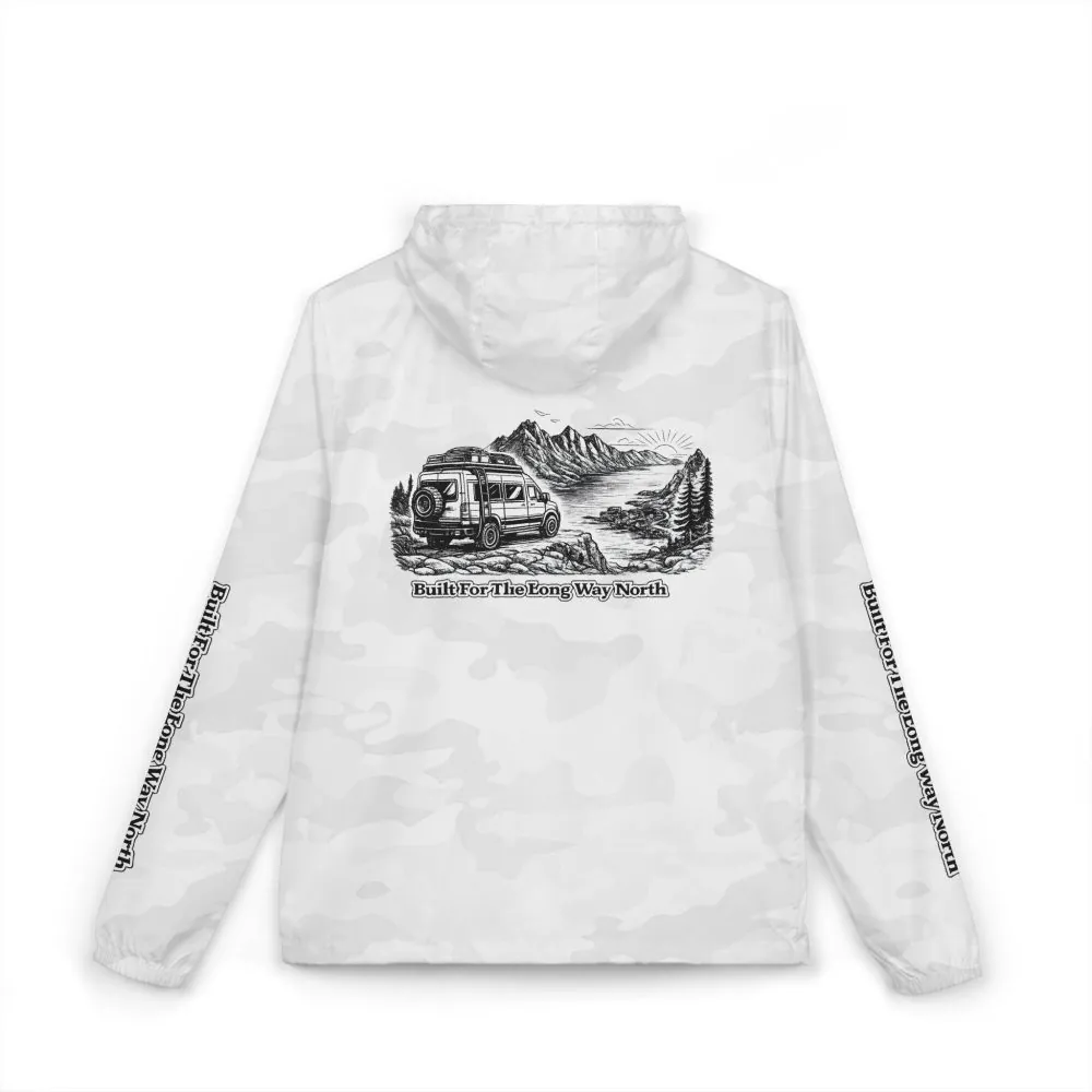 Unisex Full-Zip Windbreaker Jacket — "Built For The Long Way North" (Design "Minimal-Line")