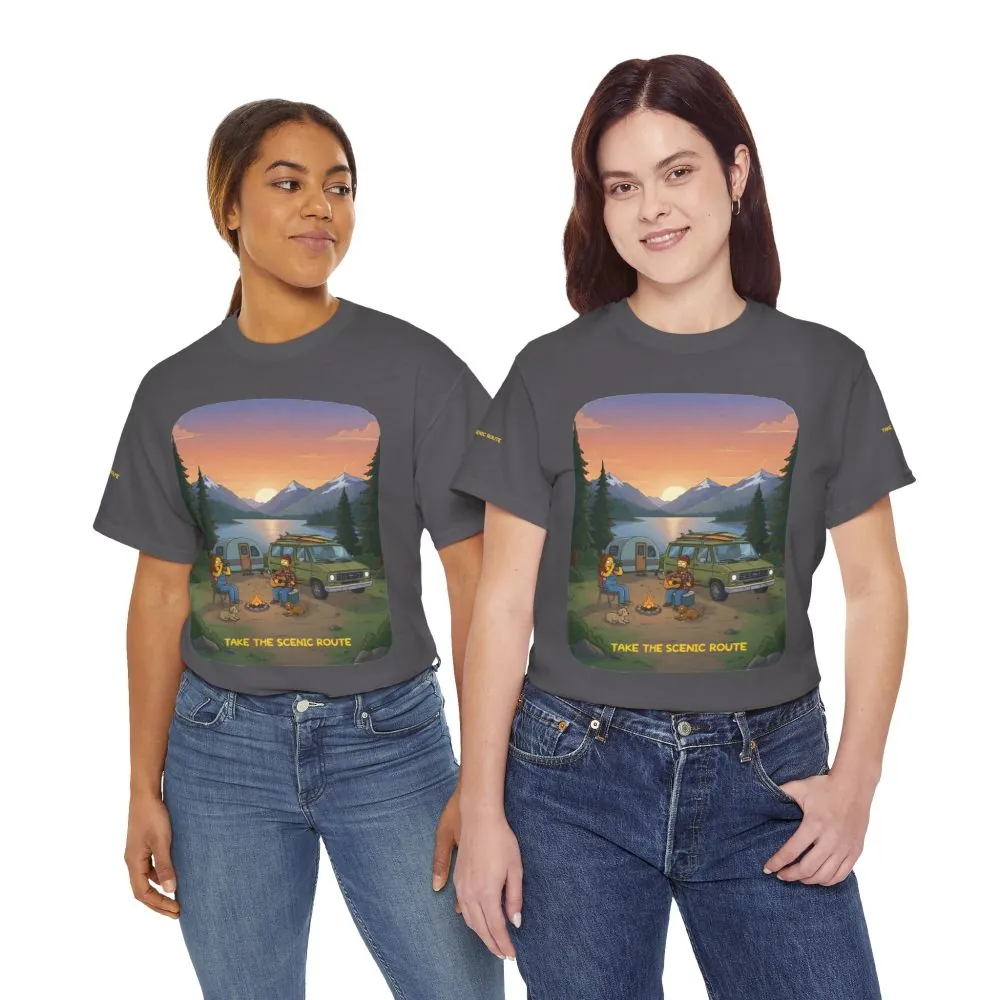 Unisex Heavy Cotton Tee — "Take The Scenic Route" Design Sitcom-Line