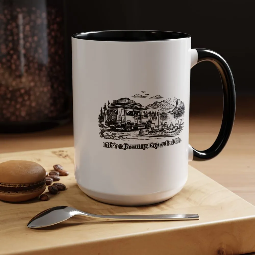 14661069183849216625_2048.jpeg Accent Coffee Mug (11, 15oz) — "Lifes A Journey,Enjoy The Ride" Design Minimal-Line