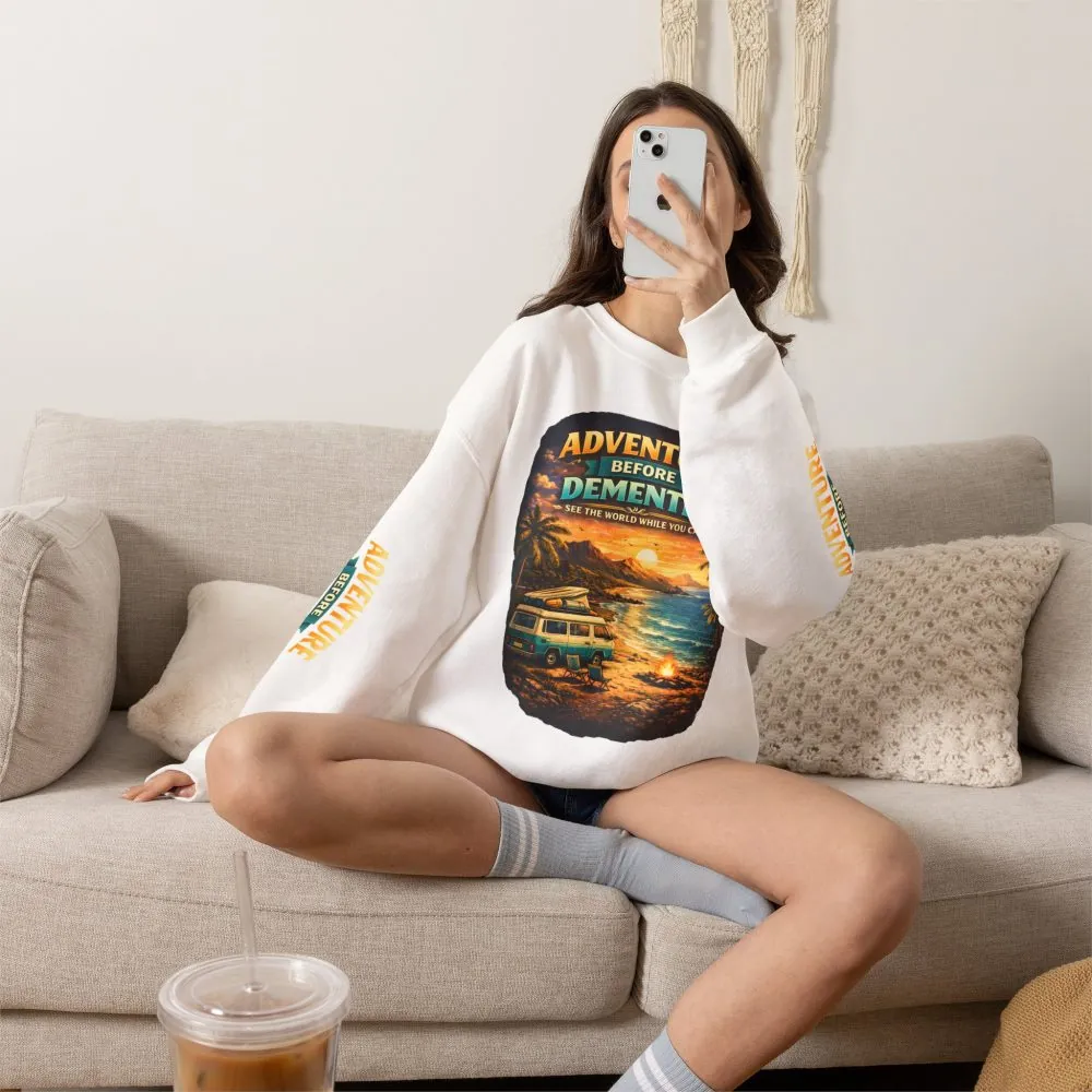 Unisex Heavy Blend™ Crewneck Sweatshirt — "Adventure Before Dementia" Design Scenic-Line