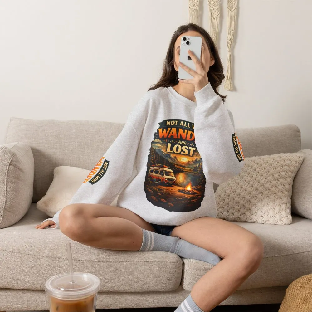 14673241598980336463_2048.jpeg Unisex Heavy Blend™ Crewneck Sweatshirt — "Not All Who Wander Are Lost" Design Scenic-Line