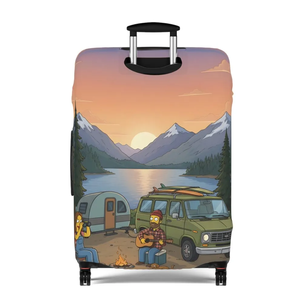 Luggage Cover — Adventure Camper Sketch Travel Suitcase(Design Sitcom-Line)