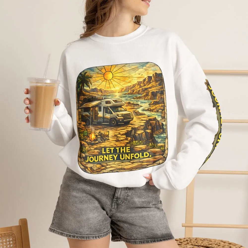 14686341351357625947_2048.jpeg Unisex Heavy Blend™ Crewneck Sweatshirt — "Let The Journey Unfold" Design Cubic-Line